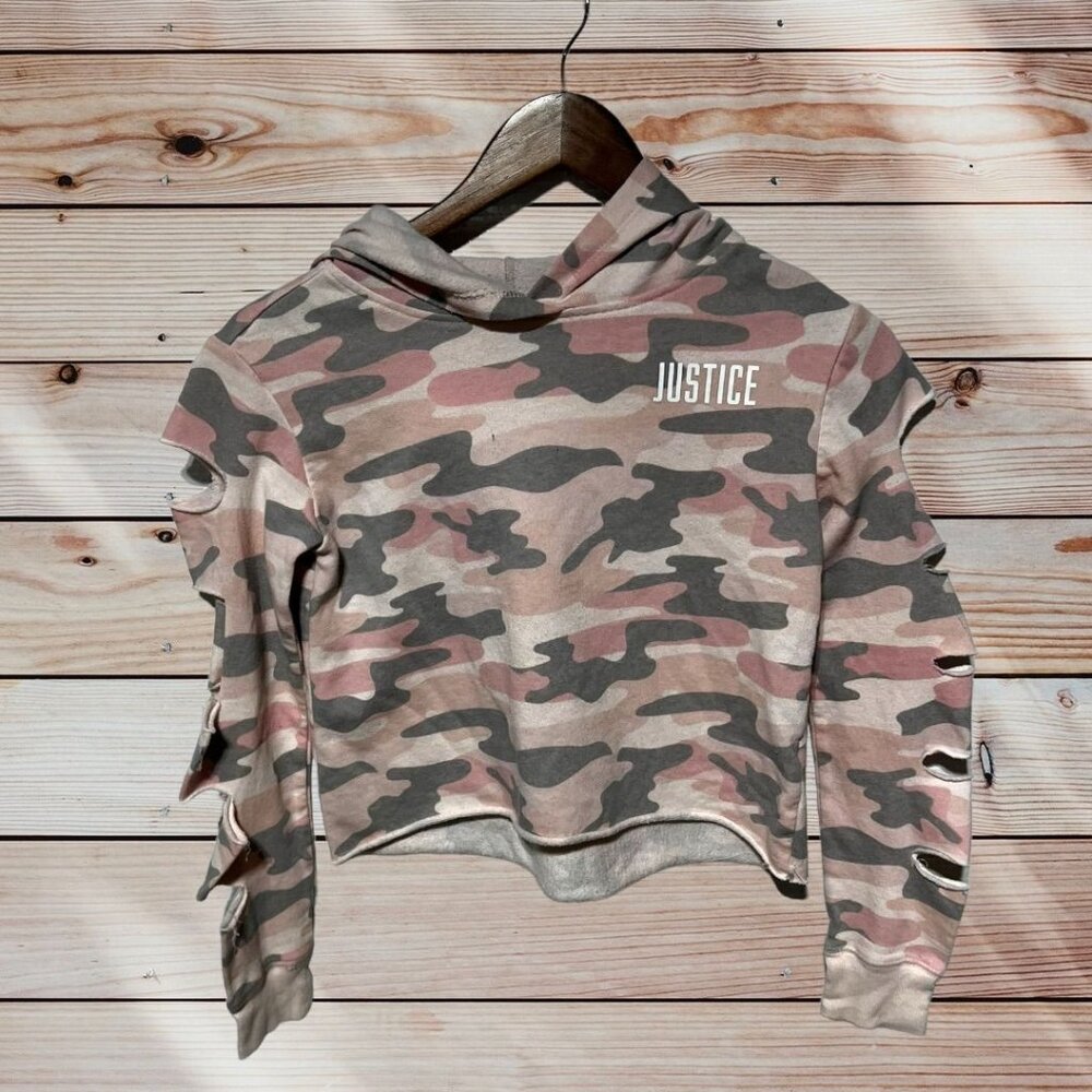 Justice Cropped Hoodie Camo Size 10